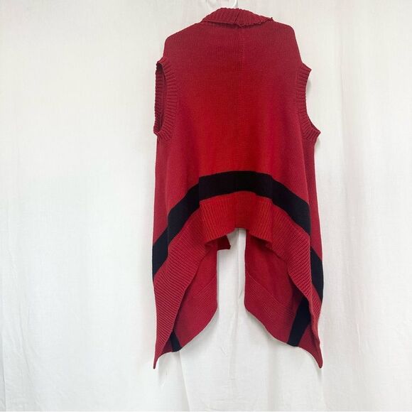 Ralph Lauren Kids Red Blue long Cut Asymmetrical Knit Sleeves Sweater Vest 8-10 - Picture 4 of 11